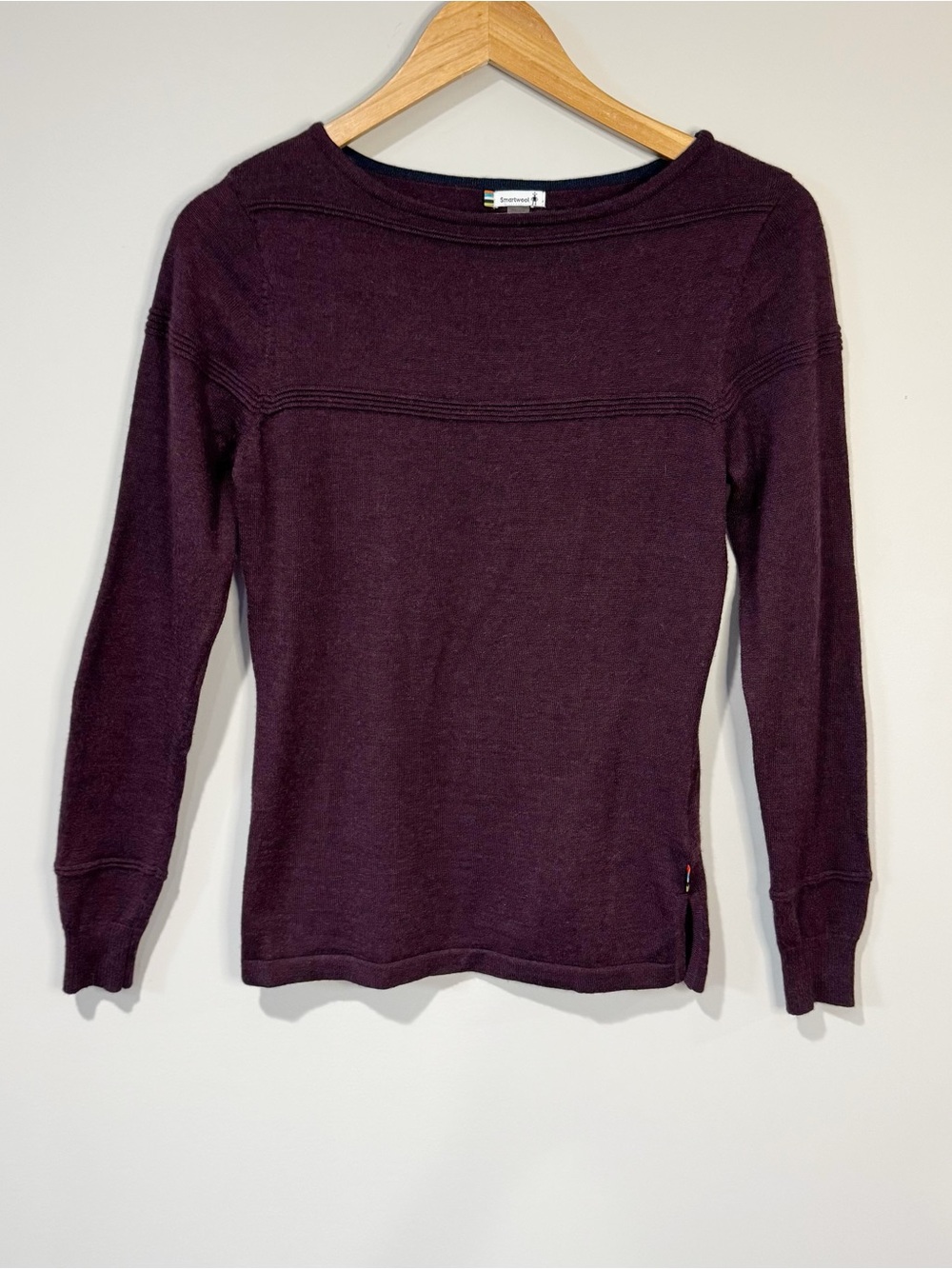 Smartwool Women's Plum Merino Wool Blend Pullover Sweater Boatneck Lightweight S